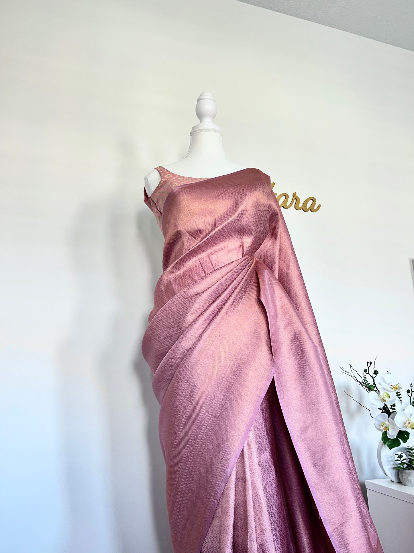 Rose Gold Pink Soft Mixed Silk saree