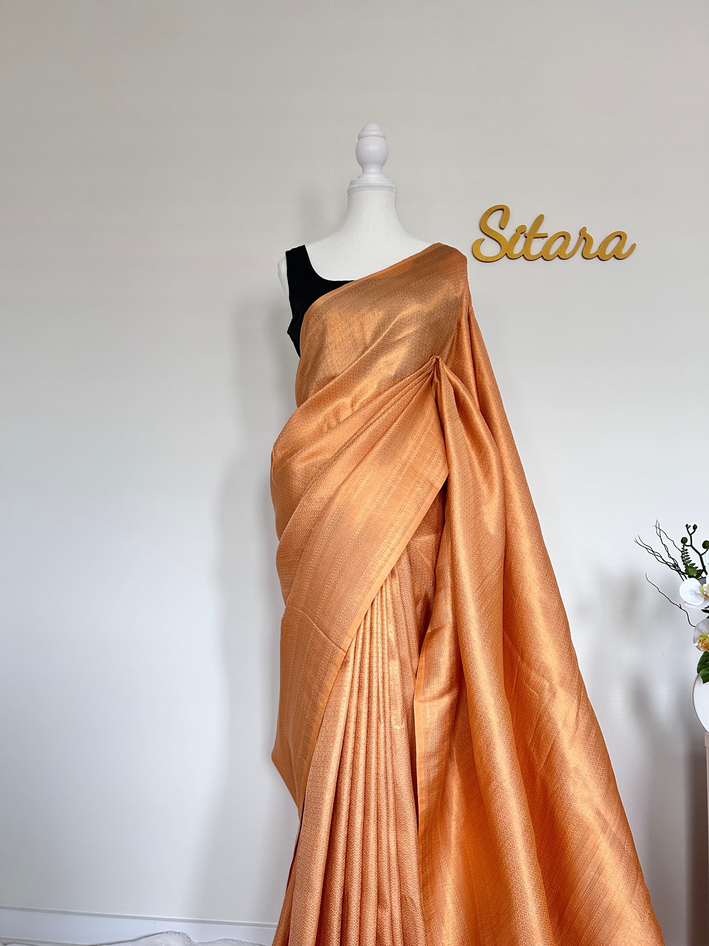 Golden Peach Soft Mixed Silk saree