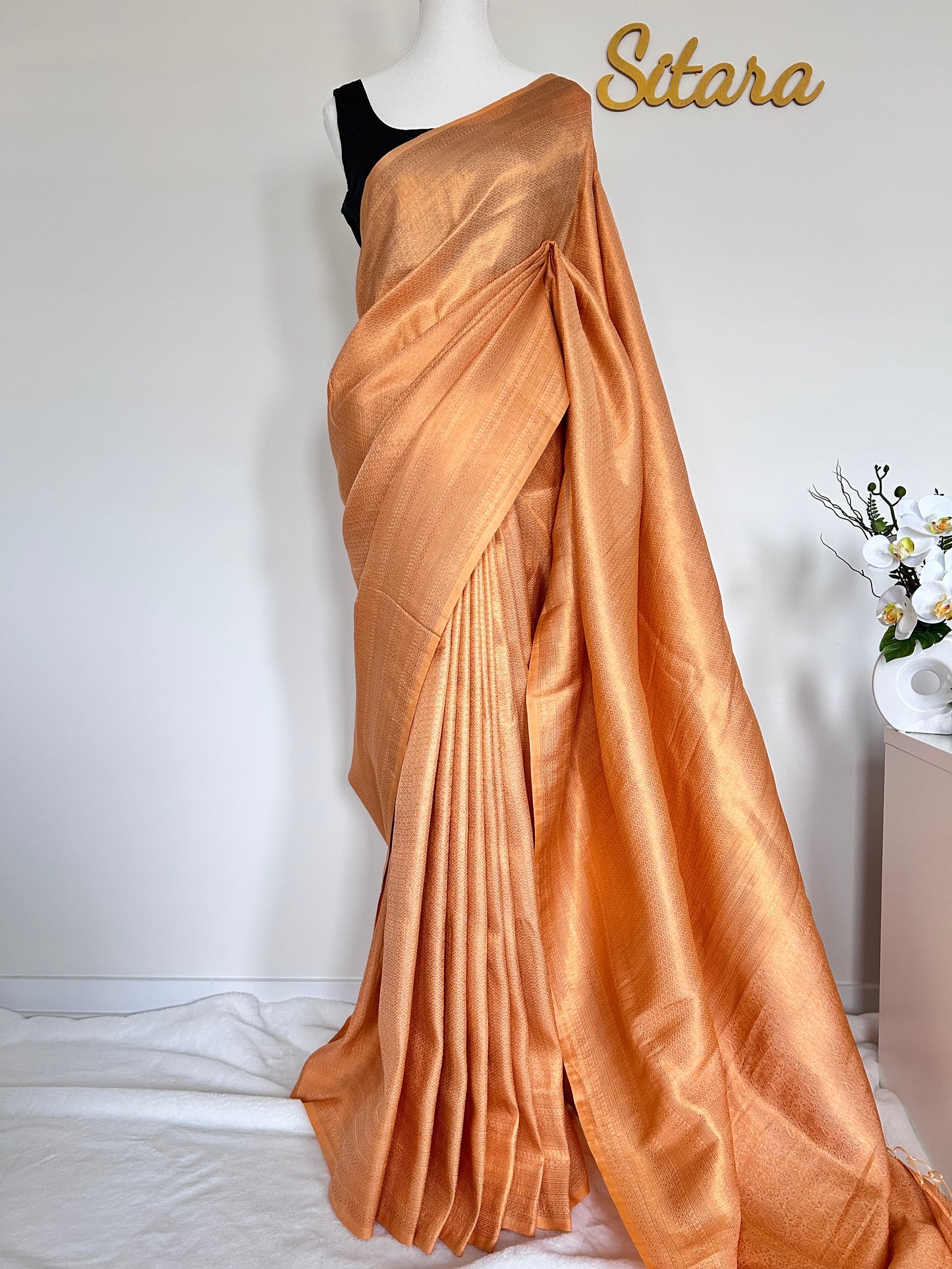 Golden Peach Soft Mixed Silk saree