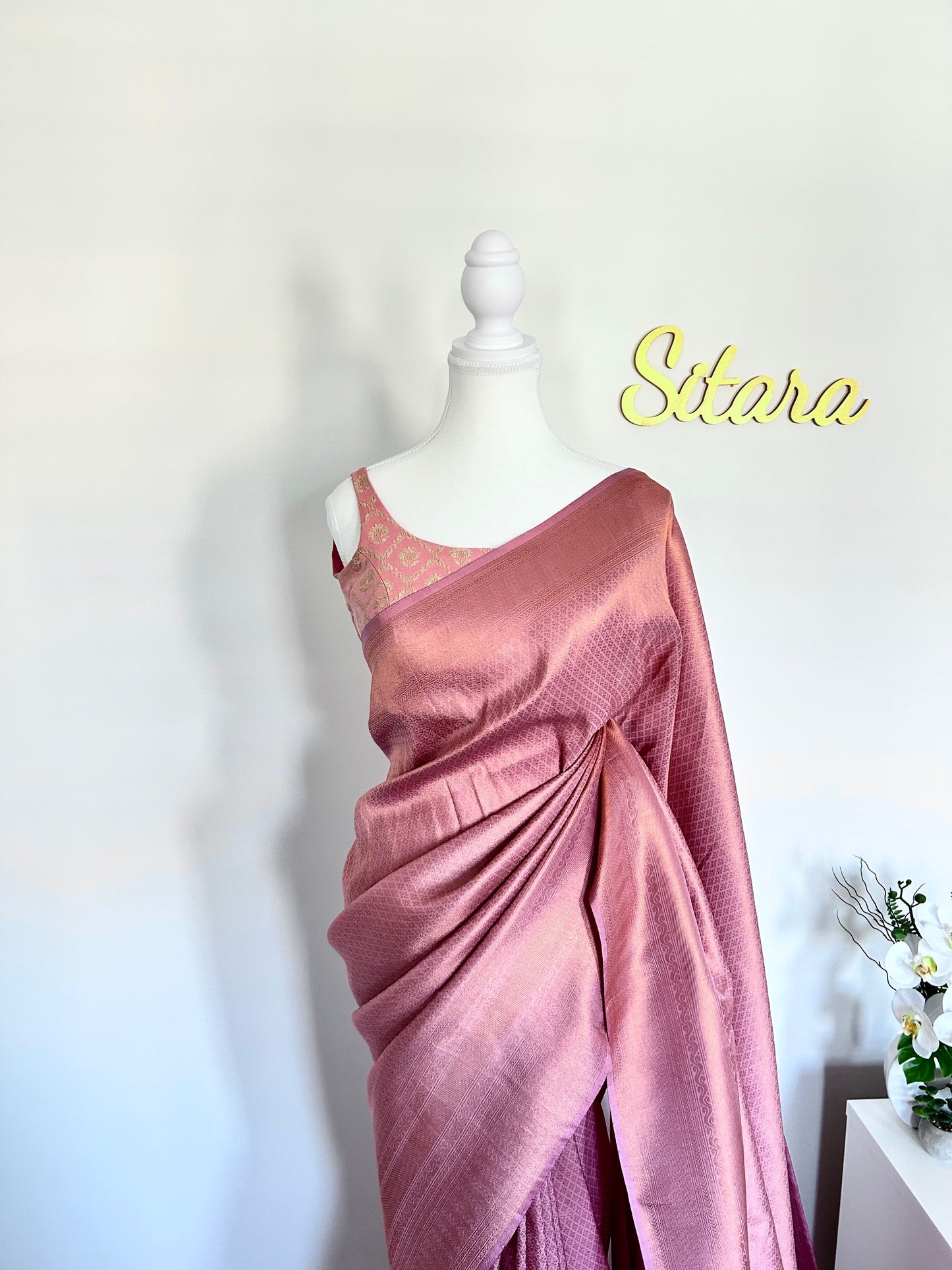 Rose Gold Pink Soft Mixed Silk saree