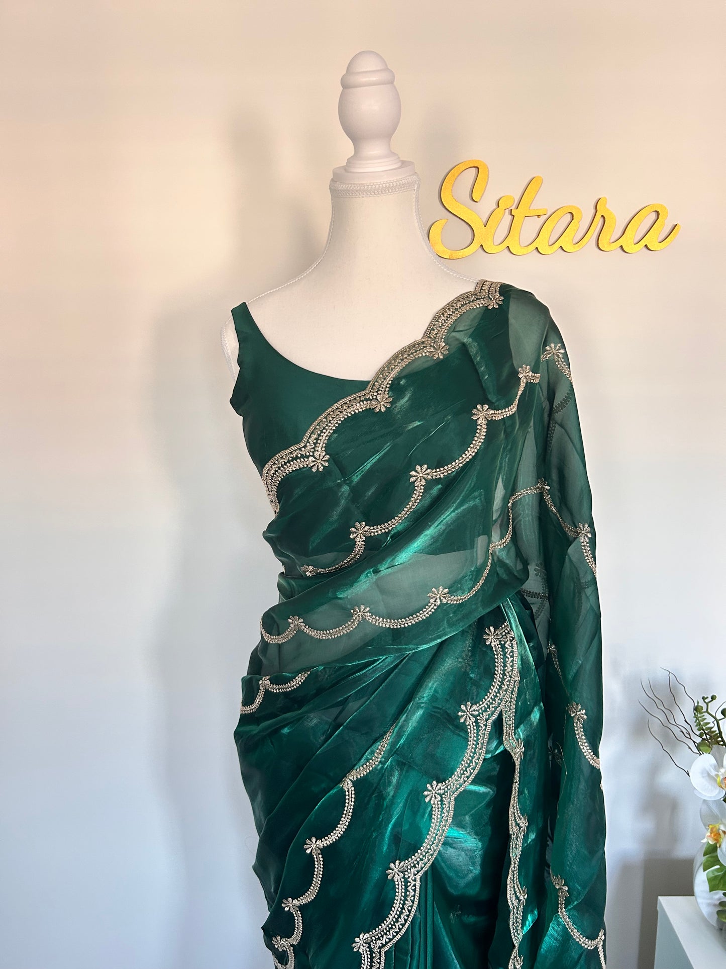 Green Party Wear Saree