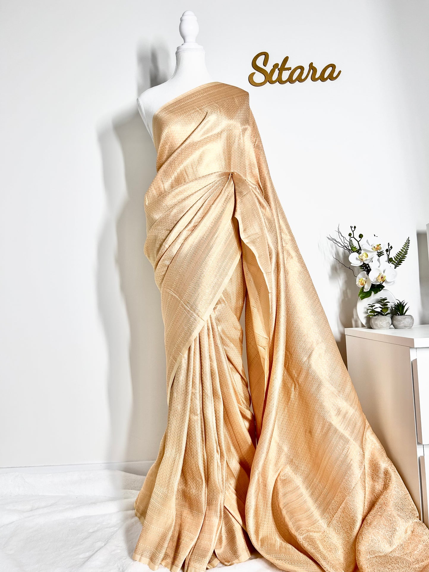 Golden Cream Soft Mixed Silk saree