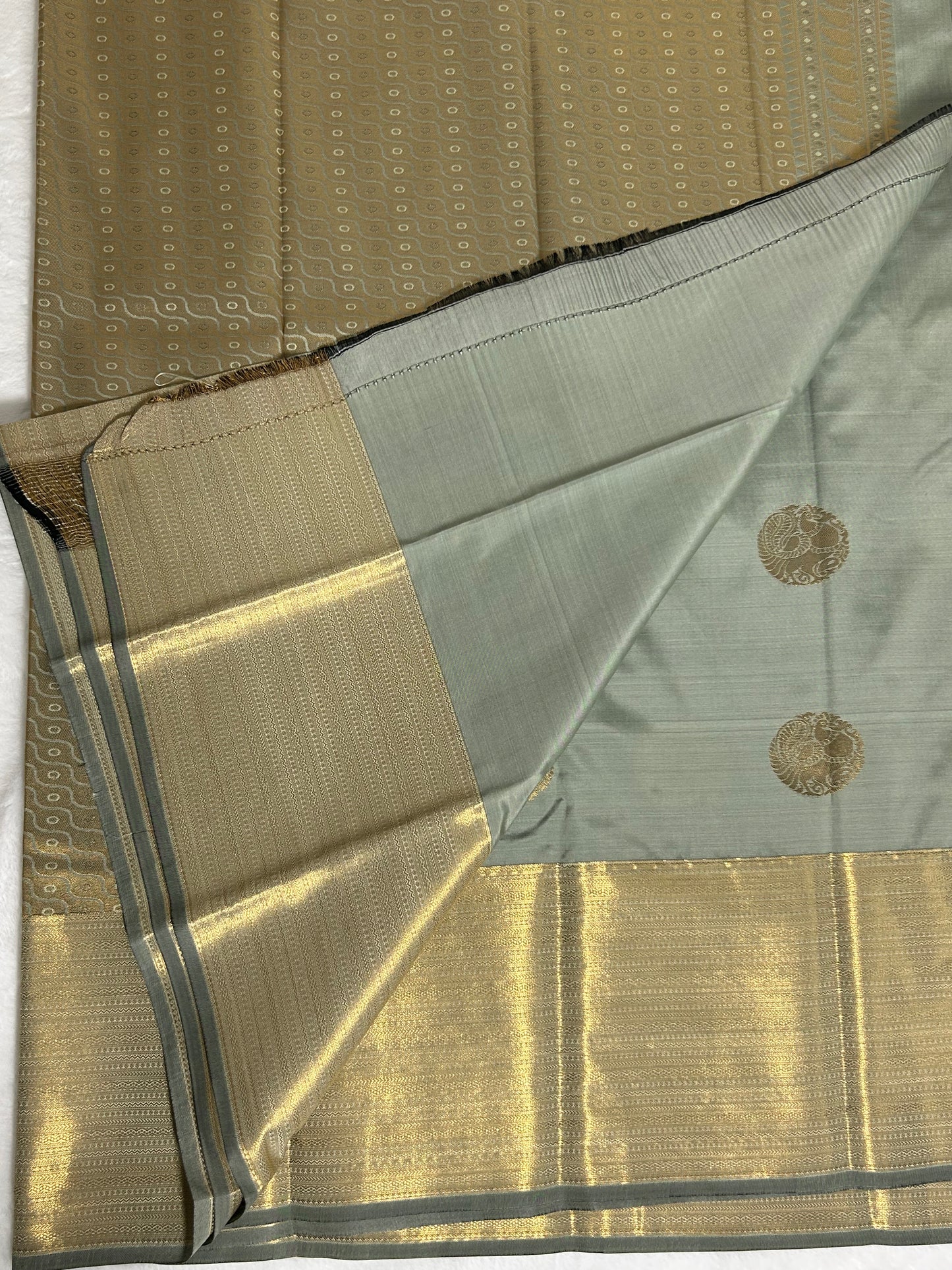 Kanchipuram Premium Semi Silk Saree – Sage Gray