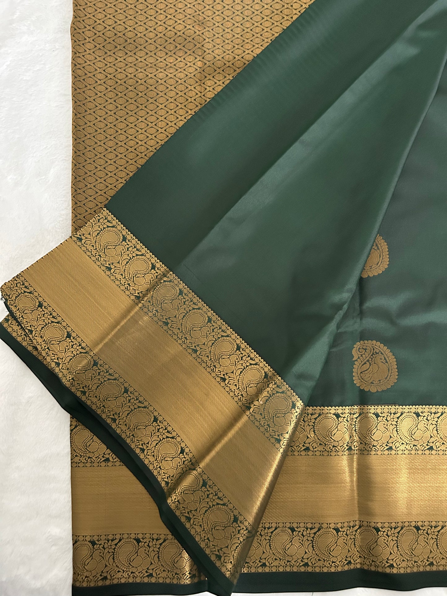 Kanchipuram Premium Semi Silk Saree – Bottle Green