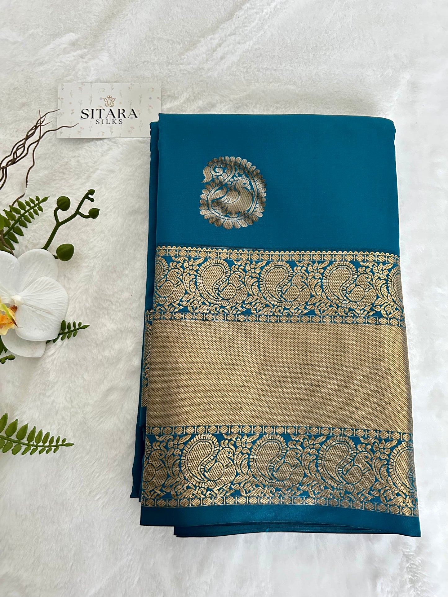 Kanchipuram Premium Semi Silk Saree – Ocean Blue
