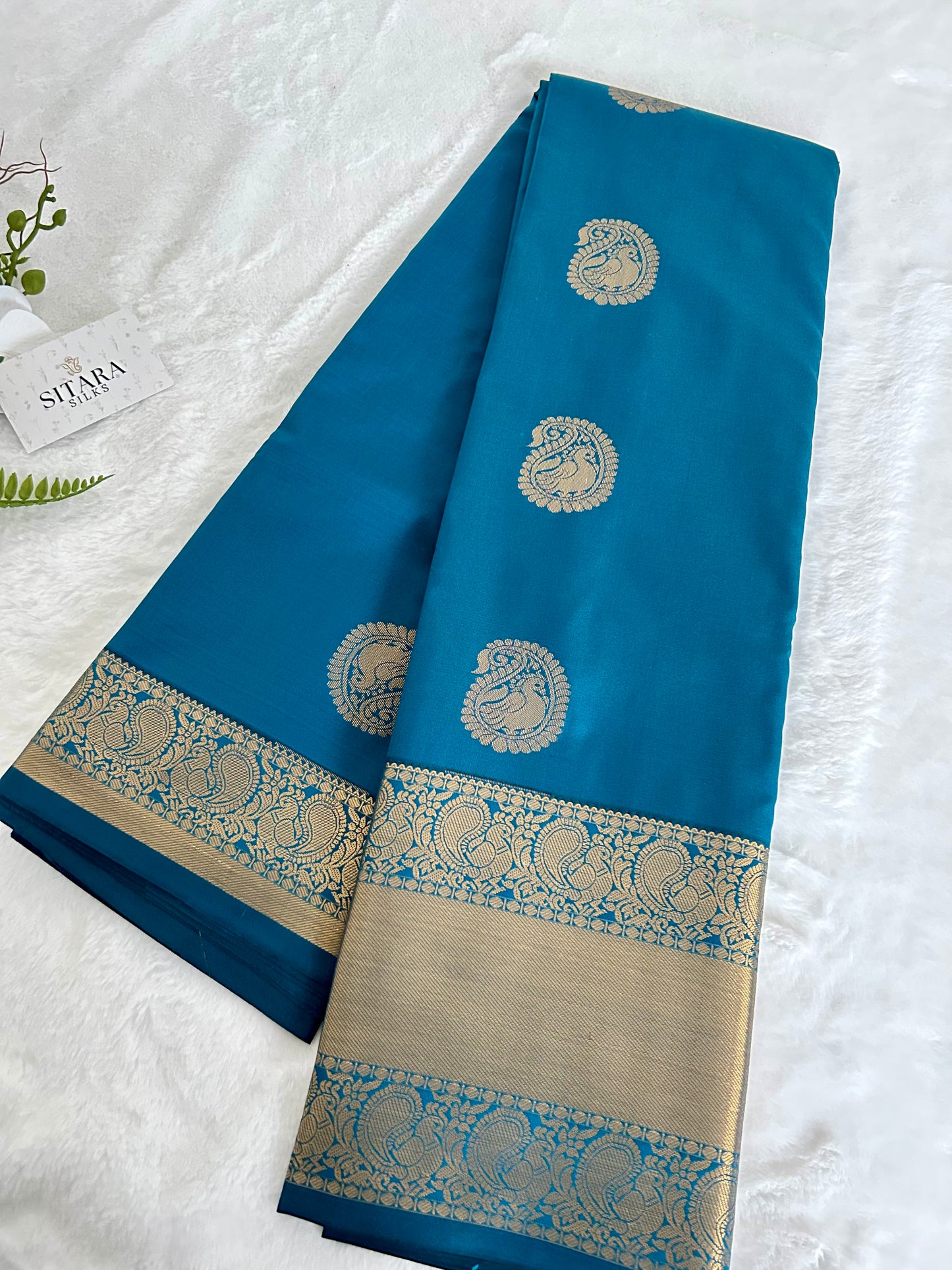 Kanchipuram Premium Semi Silk Saree – Ocean Blue