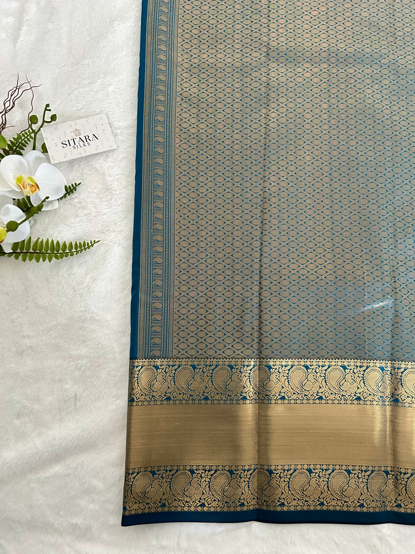 Kanchipuram Premium Semi Silk Saree – Ocean Blue