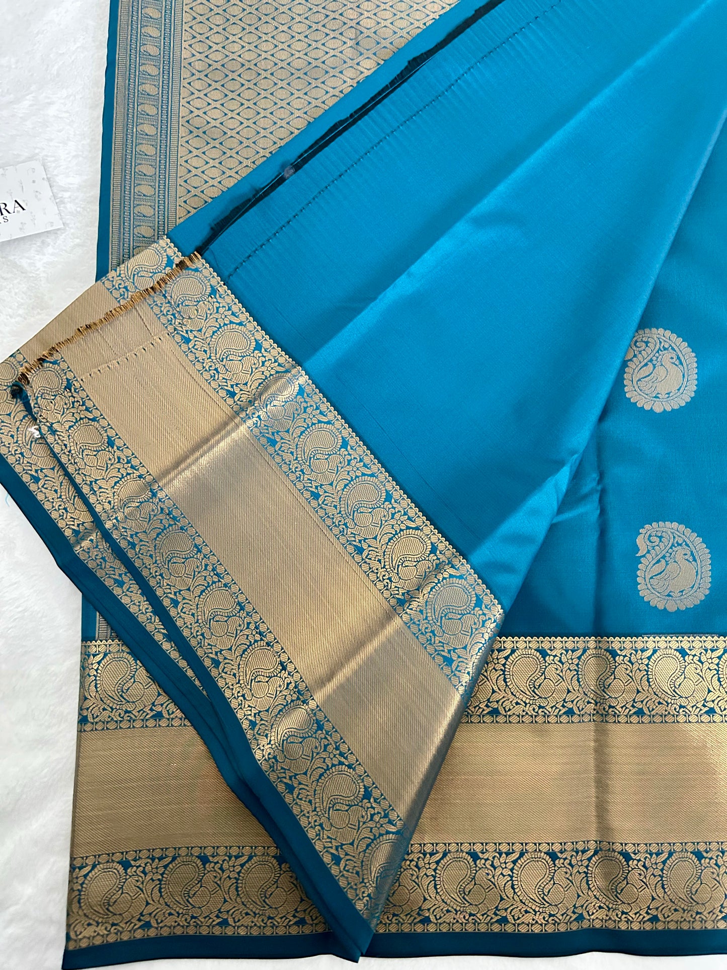 Kanchipuram Premium Semi Silk Saree – Ocean Blue