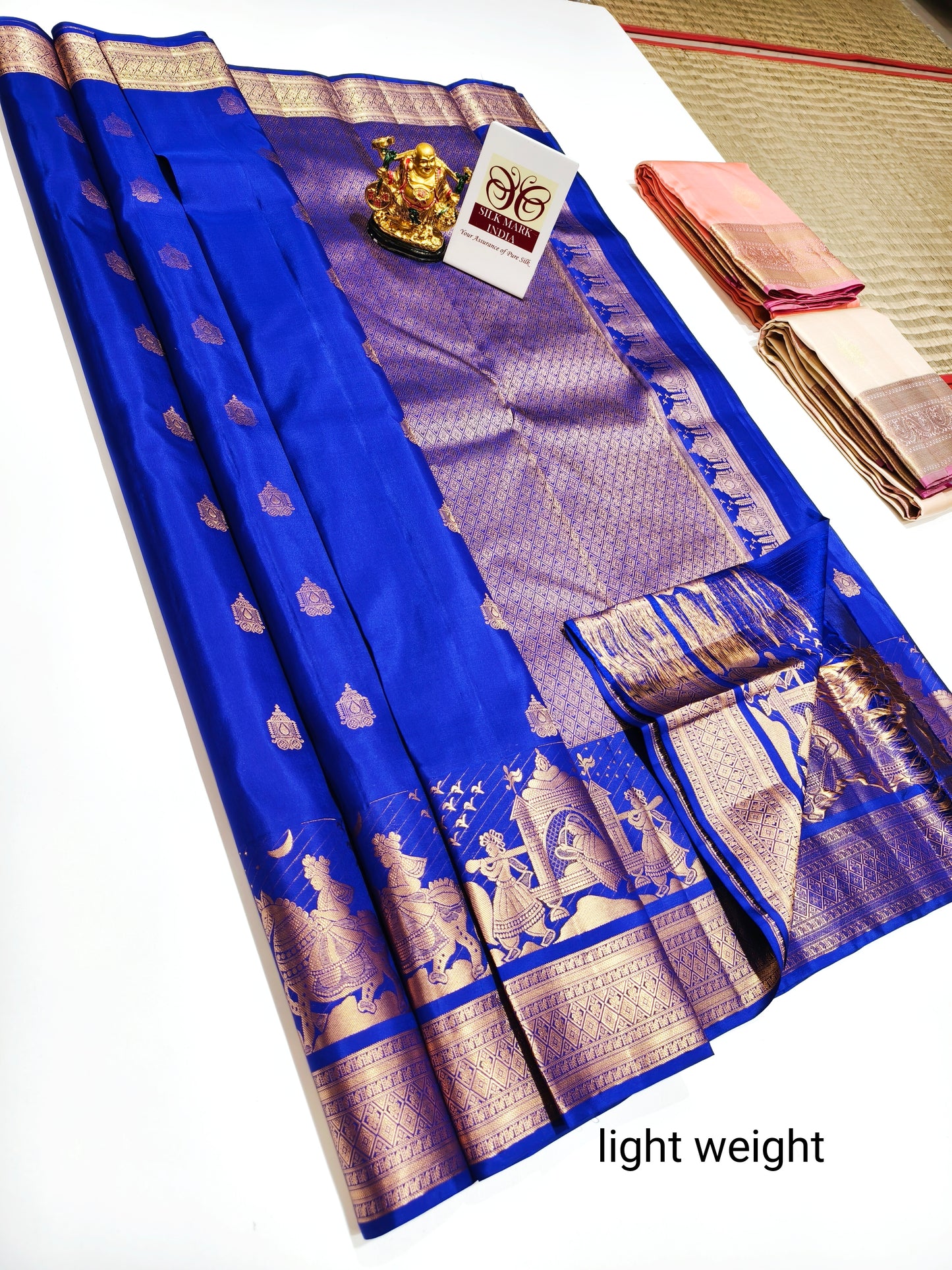 Pure Kanchipuram Soft Silk Saree in Royal Blue with Pallaku Border
