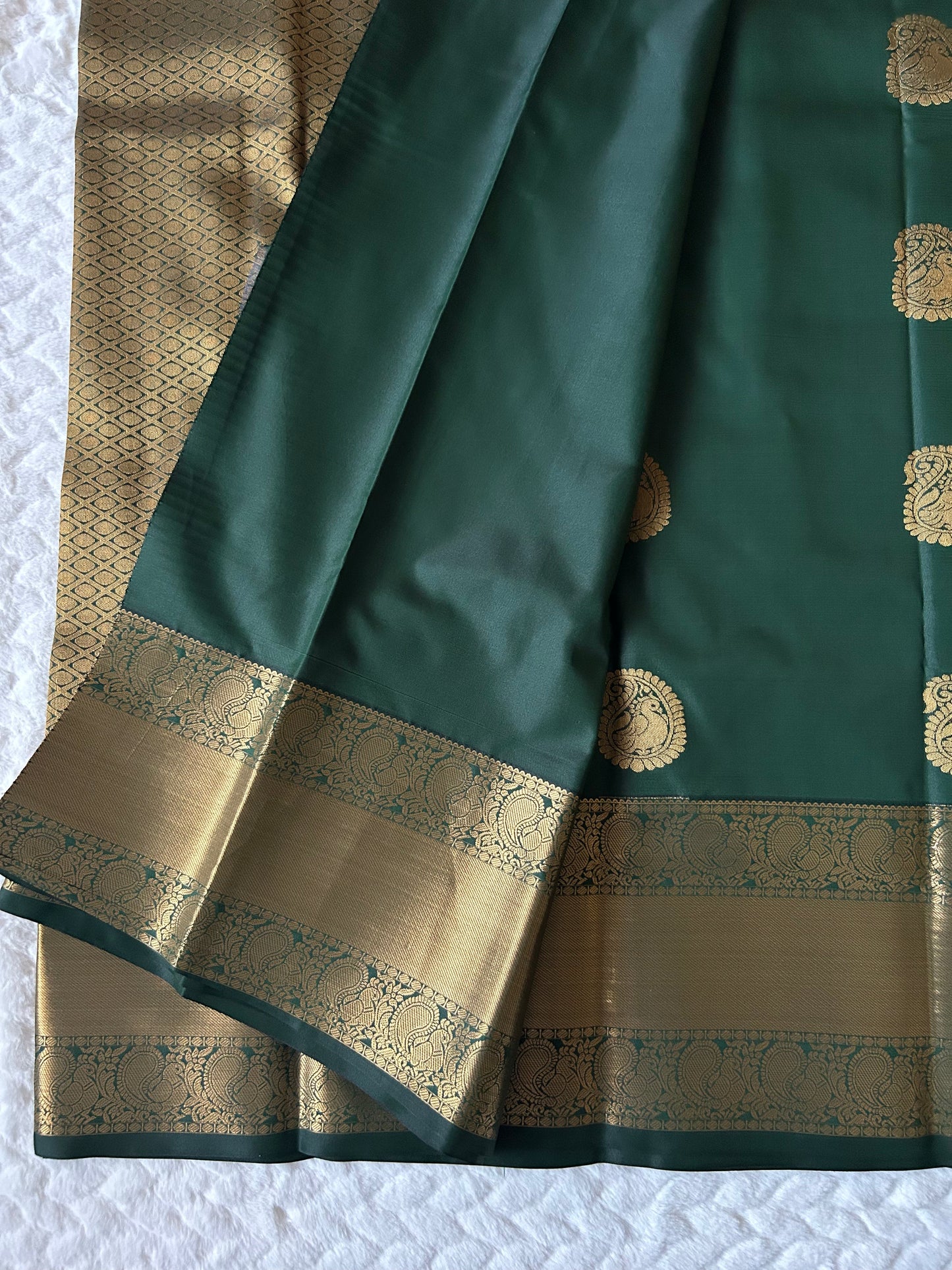 Kanchipuram Premium Semi Silk Saree – Bottle Green