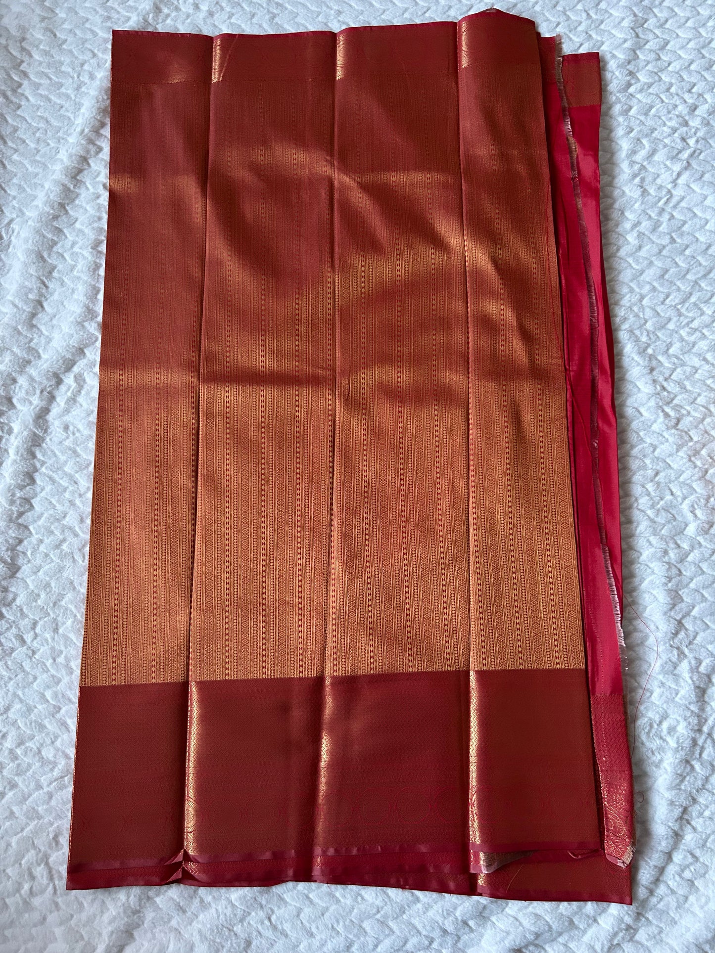 Kanchipuram Premium Semi Silk Saree – Coral Red