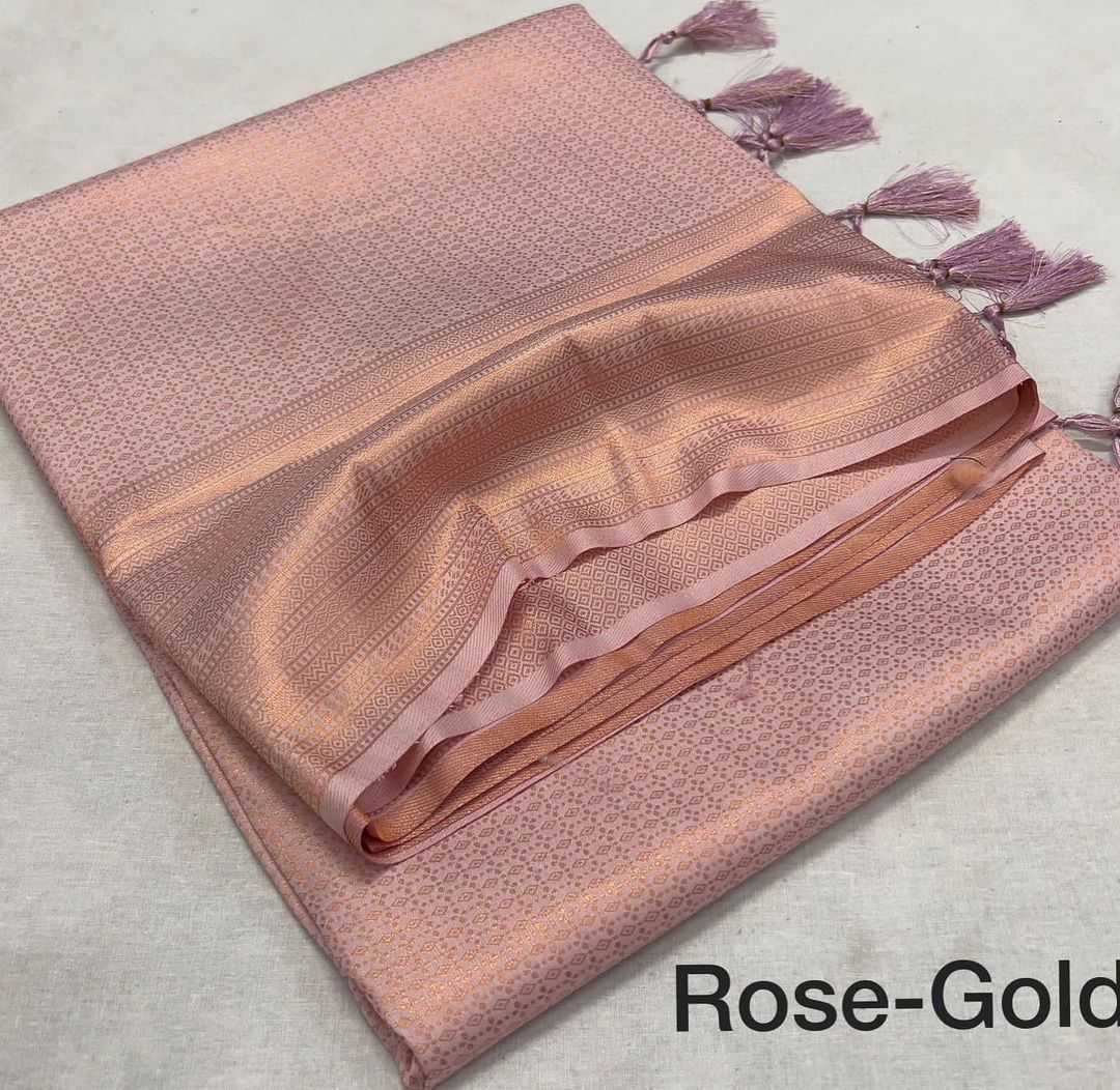 Rose Gold Pink Soft Mixed Silk saree