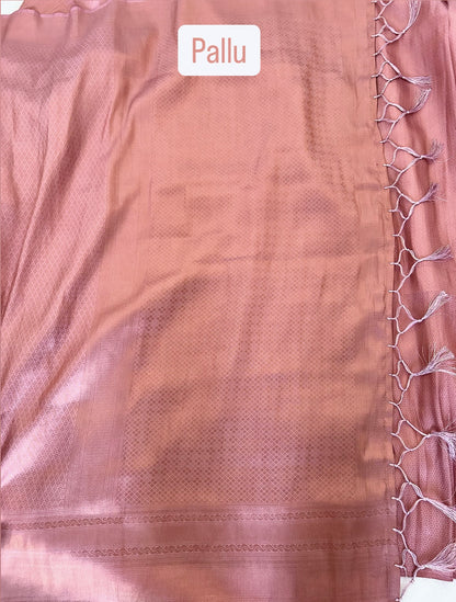 Rose Gold Pink Soft Mixed Silk saree