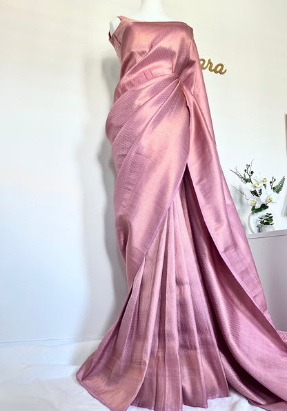 Rose Gold Pink Soft Mixed Silk saree