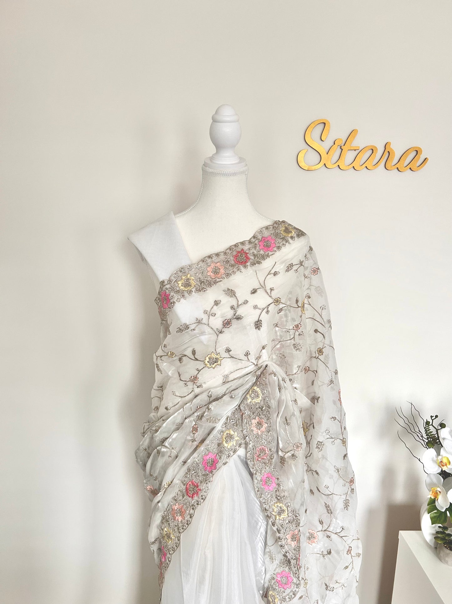 White Party Wear Saree