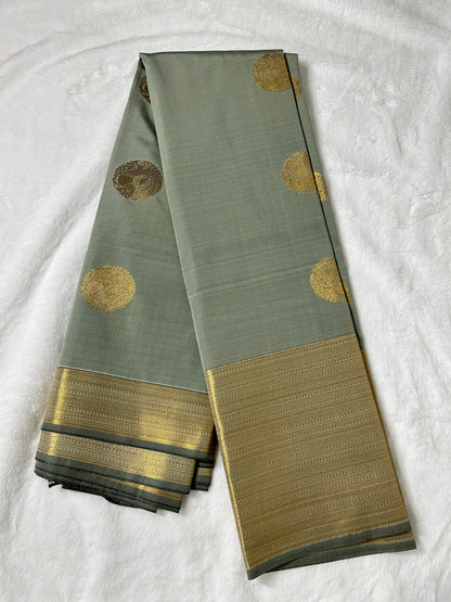 Kanchipuram Premium Semi Silk Saree – Sage Gray
