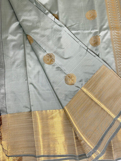 Kanchipuram Premium Semi Silk Saree – Sage Gray