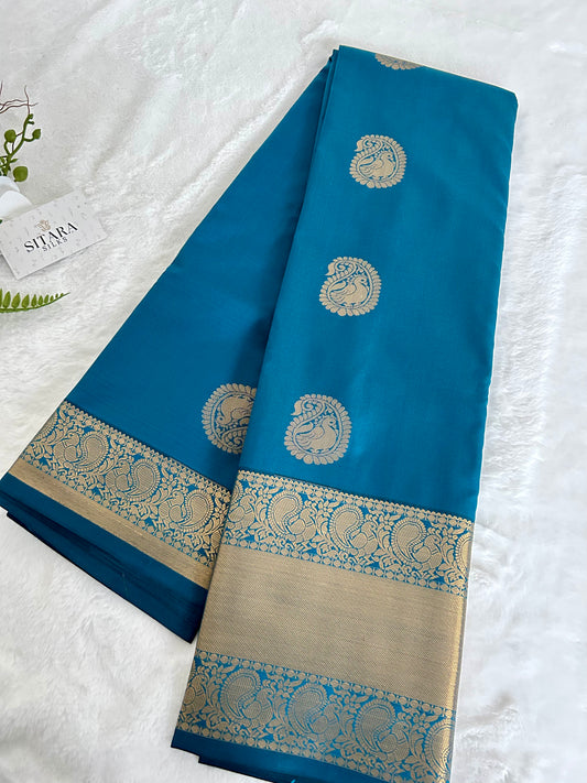 Kanchipuram Premium Semi Silk Saree – Ocean Blue