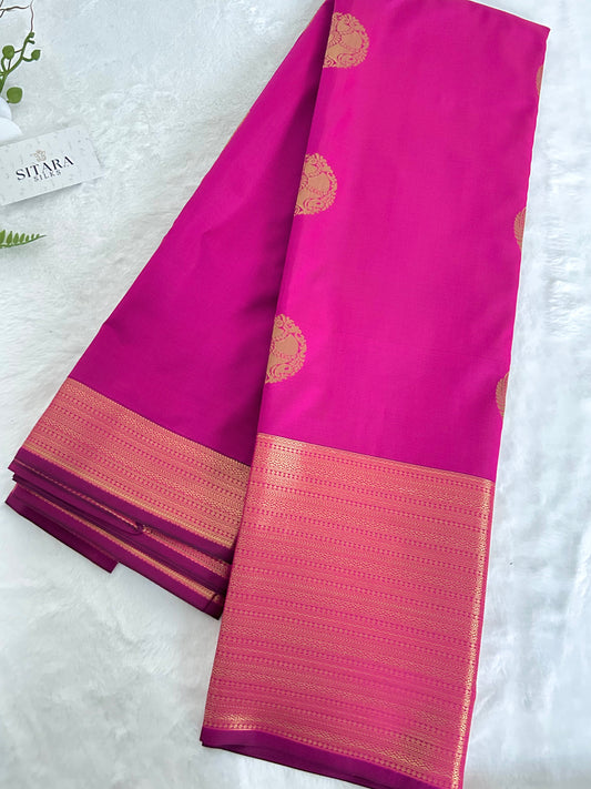 Kanchipuram Premium Semi Silk Saree – Hot Pink