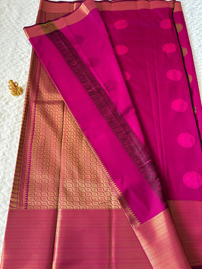 Kanchipuram Premium Semi Silk Saree – Hot Pink