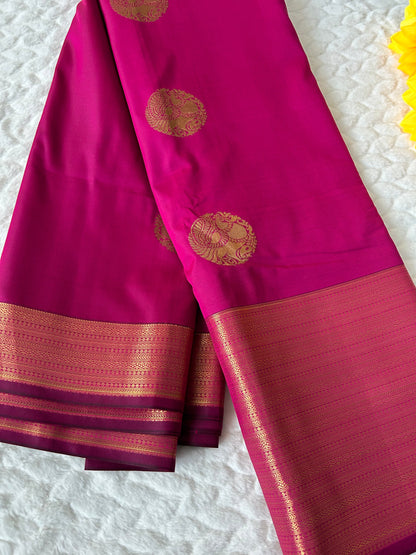Kanchipuram Premium Semi Silk Saree – Hot Pink