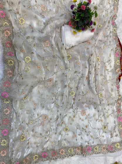 White Party Wear Saree