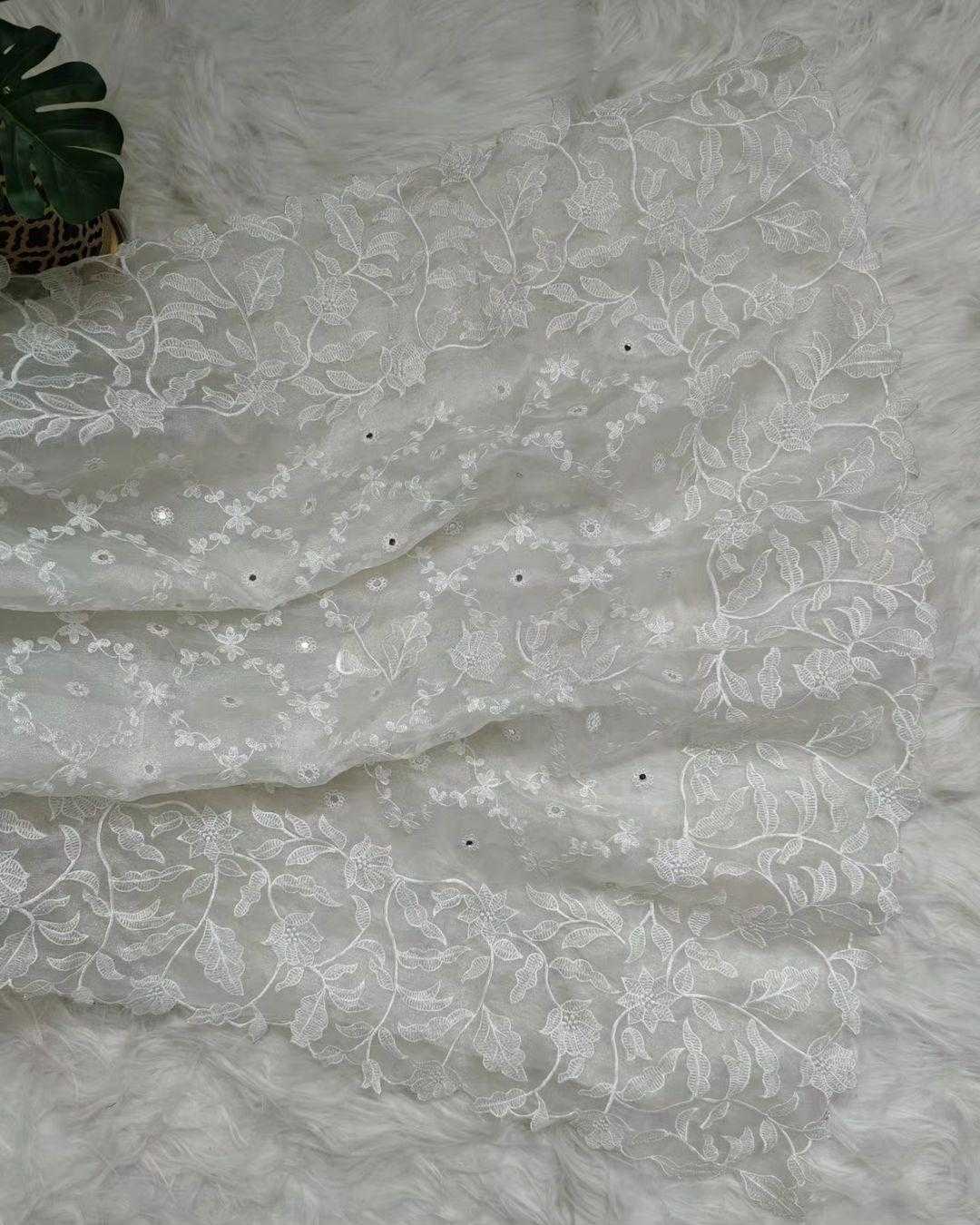 White Organza Party Wear Saree