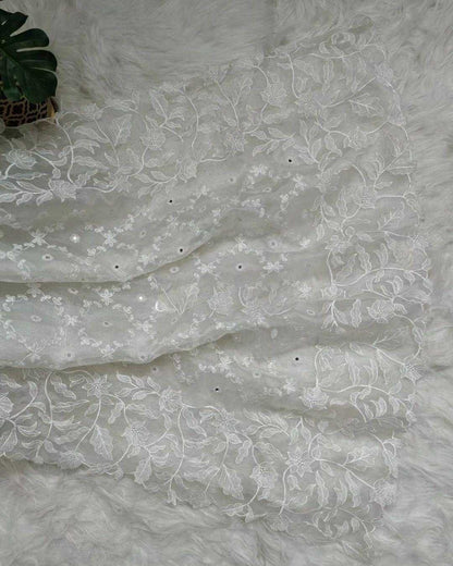 White Organza Party Wear Saree