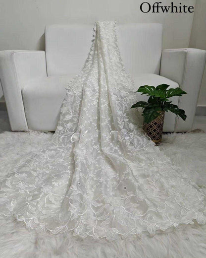 White Organza Party Wear Saree