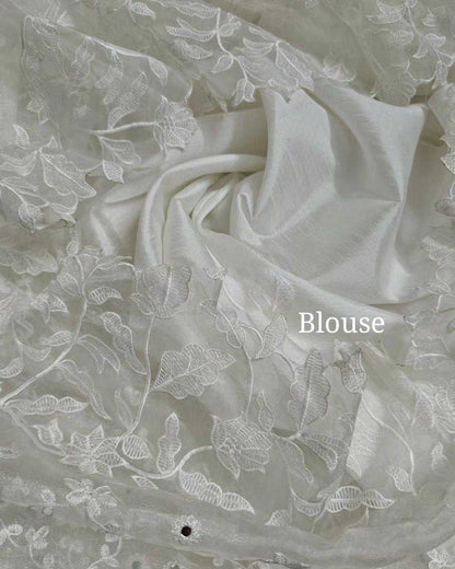 White Organza Party Wear Saree