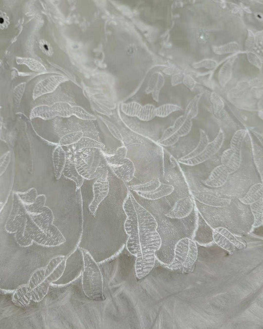 White Organza Party Wear Saree